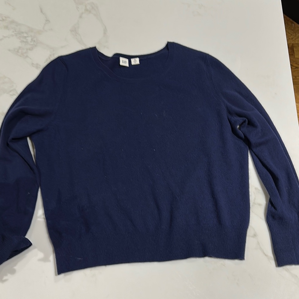 GAP Blue Crew Neck Sweater with Textured Knit